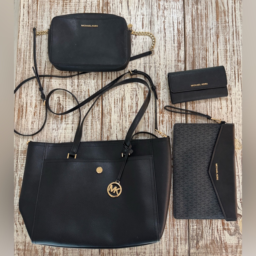 Michael Kors Black and Gold Handbag Collection
